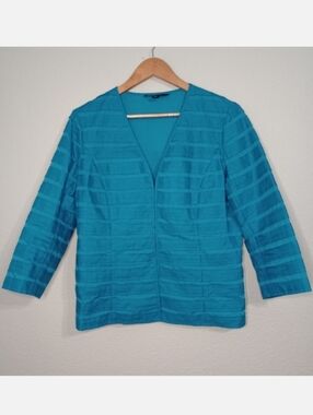 Lafayette 148 New York 3/4 sleeve textured striped linen jacket